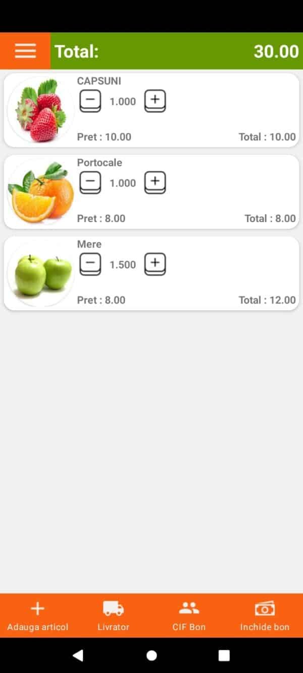 Aplicatie Vanzare Android PamPOS BON FISCAL