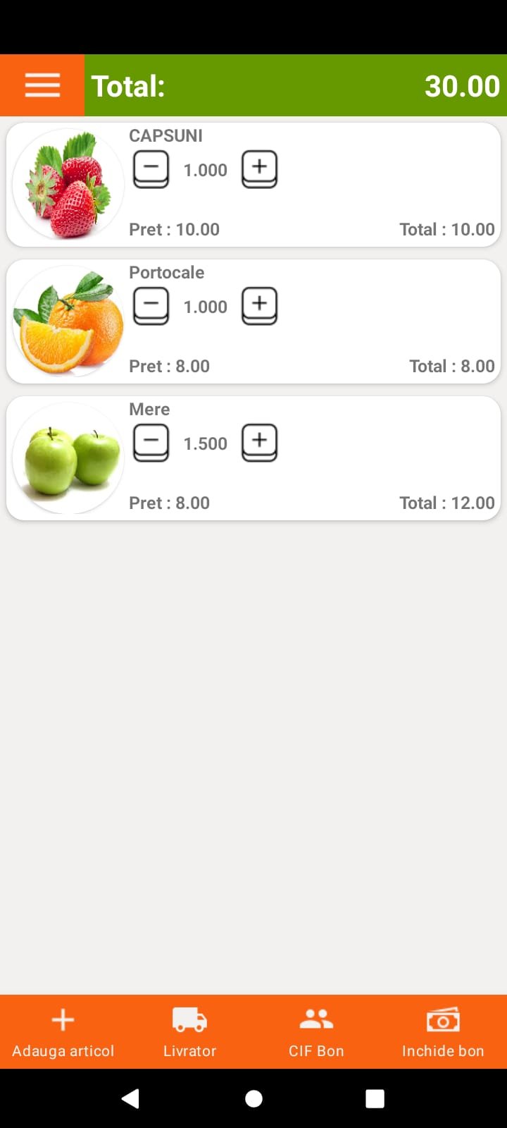 Aplicatie Vanzare Android PamPOS BON FISCAL