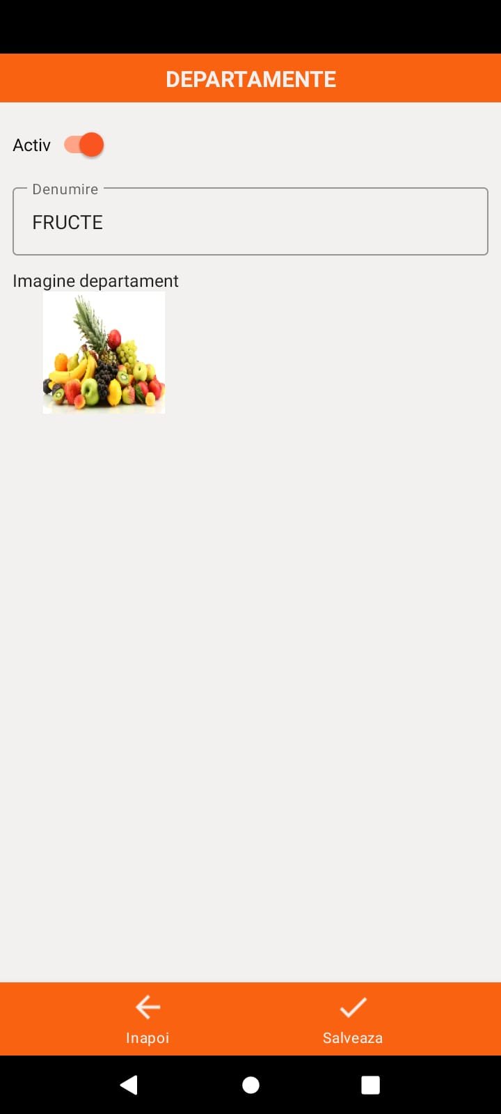 Aplicatie Vanzare Android PamPOS Editare Departamente