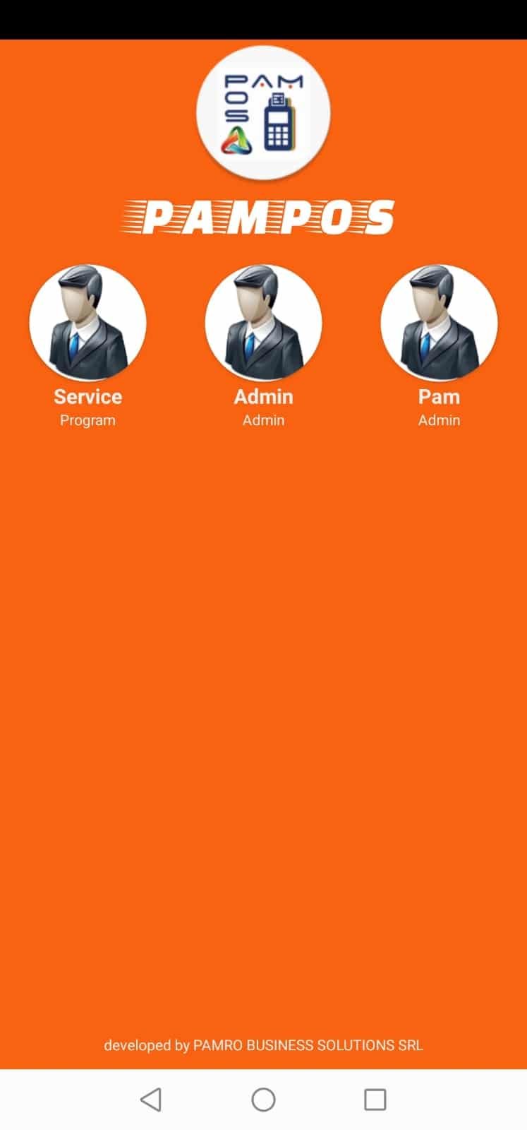 Aplicatie Vanzare Android PamPOS Selectie Utilizator